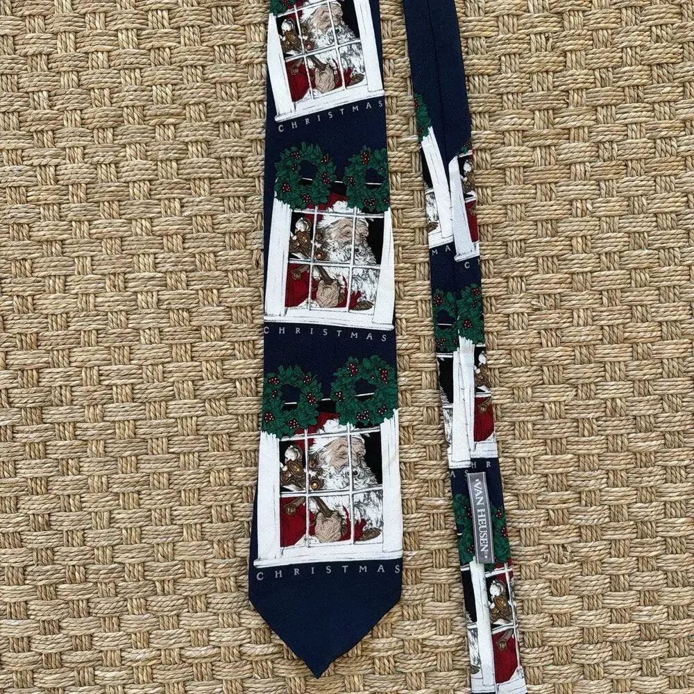 Vintage 1996 Van Heusen Santa Clause Christmas Tie The Saturday Evening Post